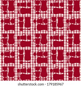 cups, tea cups and teaspoons seamless repeat pattern