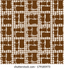 cups, tea cups and teaspoons seamless repeat pattern