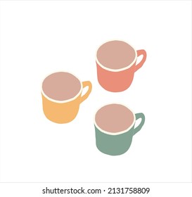 cups vector illustration. ceramic mugs simple