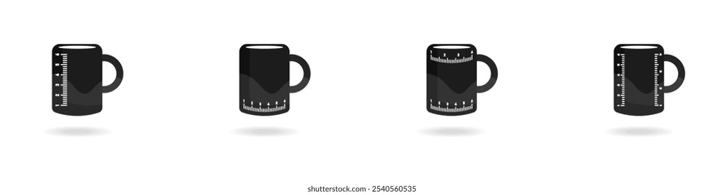 Cups vector set. Boss cup icon. Big cup size matters. Set of icons of cups with measuring marks. A stylish set of gift cups. Lettering on a cup concept icon.