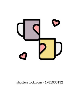 Cups, wedding icon. Simple color with outline vector elements of marriage icons for ui and ux, website or mobile application
