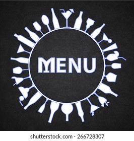 Cups and Wine Restaurant Menu Blue