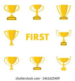 Cups for winners and others sport trophy. Vector illustration eps 10.