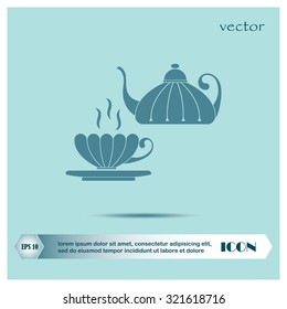 cup,teapot , kettle, tea kettle vector icon.