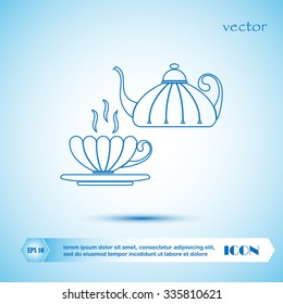 cup,teapot , kettle, tea kettle vector icon.