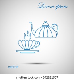 cup,teapot , kettle, tea kettle vector icon.