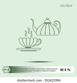 cup,teapot , kettle, tea kettle vector icon.