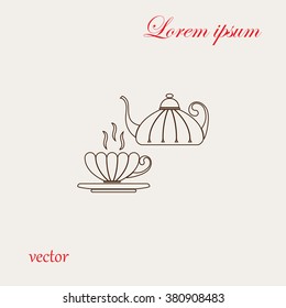 cup,teapot , kettle, tea kettle vector icon.