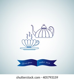 cup,teapot , kettle, tea kettle vector icon.