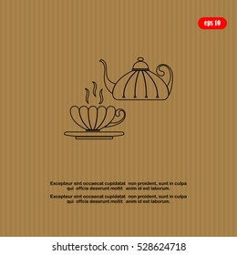 cup,teapot , kettle, tea kettle vector icon.