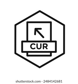 CUR File Document Icon black and white vector sign