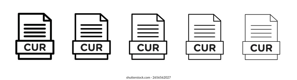 CUR File Document Icon black and white vector sign
