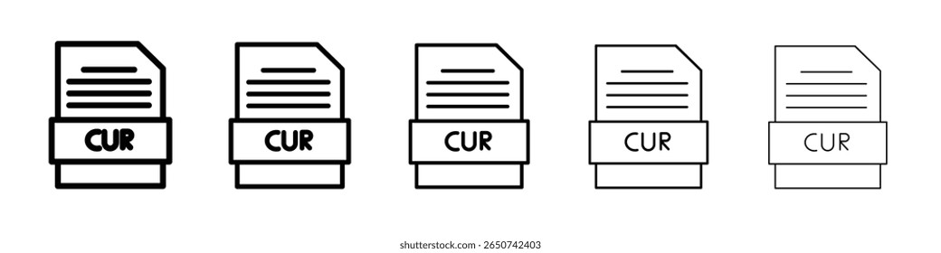 Ícone de documento de arquivo CUR ilustração plana definir logotipo