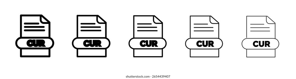 Logotipo del conjunto de ilustración plana del icono del documento del archivo de CUR