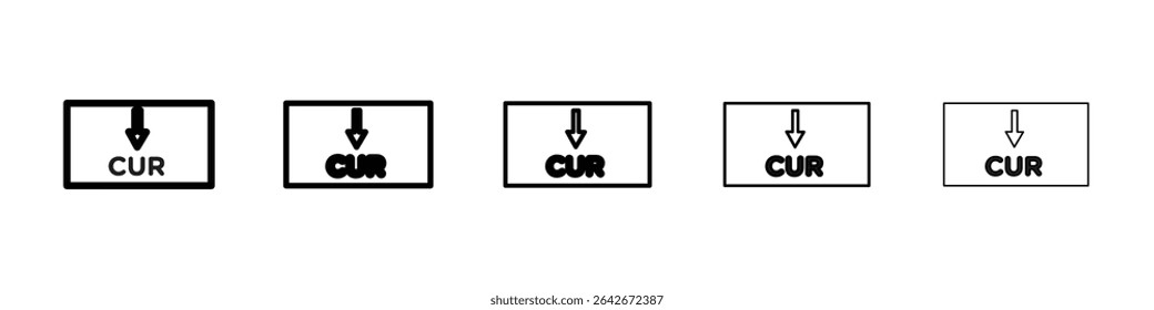 CUR File Document Icon isolated vector on white background set