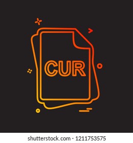 CUR file type icon design vector