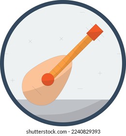 Cura Baglama or Saz concept, Oud stringed instrument vector color icon design, Republic of Turkiye symbol, Turkey culture sign, Turkish traditions Elements stock illustration