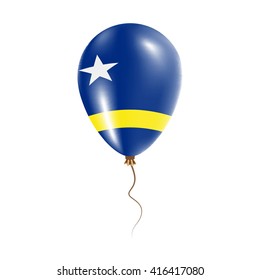 Curacao balloon with flag. Bright Air Ballon in the Country National Colors. Country Flag Rubber Balloon. Vector Illustration.