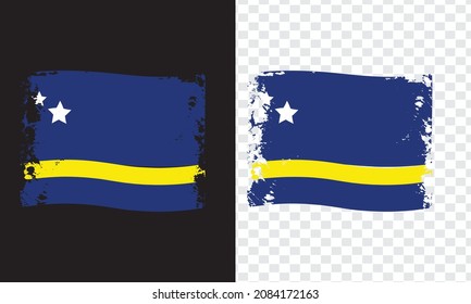 Curacao Country Transparent Wavy Flag Grunge Brush