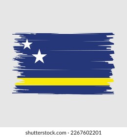 Curacao Flag Brush Vector Illustration