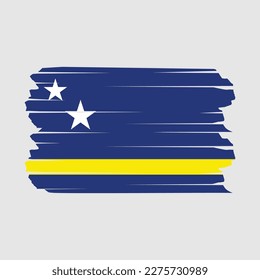 Curacao Flag Brush Vector Illustration