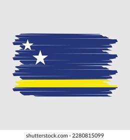 Curacao Flag Brush Vector Illustration