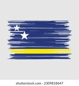 Curacao Flag Brush Vector Illustration