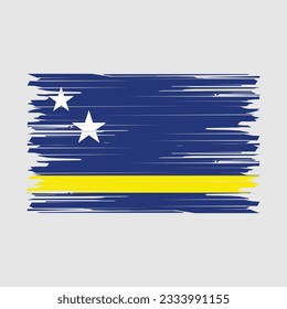 Curacao Flag Brush Vector Illustration
