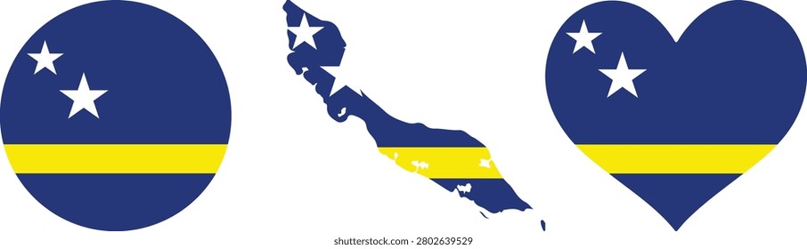 Curacao flag button, map, heart, love, round, circle soccer PNG vector 
