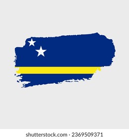 Curacao flag with grunge texture. Vector illustration of Lebanon flag painted with brush with grunge effect and watercolor stroke. Happy Independence Day.