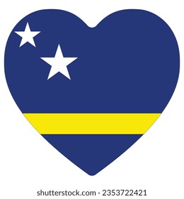 Curacao flag heart shape. Flag of Curacao heart shape