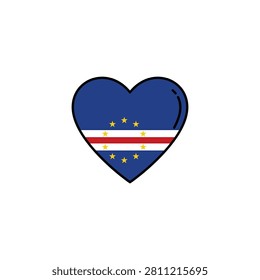 Curacao Flag in Heart Shape Icon with Blue Background Yellow Stripe and Two Yellow Stars, Circular Love Symbol Illustration Representing Curacaoan Patriotism and National Pride, Perfect for Independence Day, Travel and Caribbean Island Cultural Celebration Design Projects