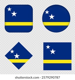 Curacao Flag Icons Pack. Vector illustration.