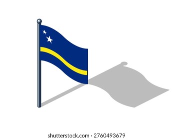 Curacao flag isometric vector illustration with shadow Curacao flag