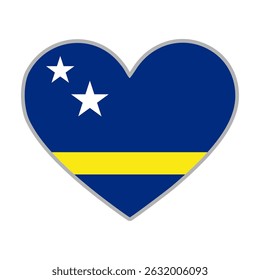 Curacao flag. Curacao love flag. Curacao flag in heart shape. Love symbol. Vector illustration