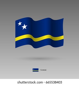 Bandera de Curazao. Colores oficiales y proporción correcta. Alta Ilustración vectorial detallada. 3D e isometría. EPS10