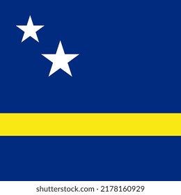 Curacao flag, official colors. Vector illustration.