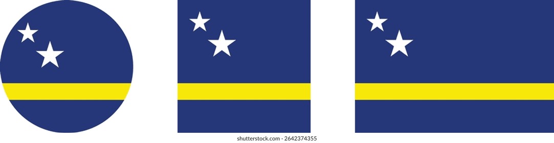 
Curacao flag PNG vector. Curacao square and round icon isolated on transparent PNG background. Curacao flag icon.