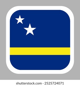 Curacao flag square flat vector with rounded corners and white border, vector illustration