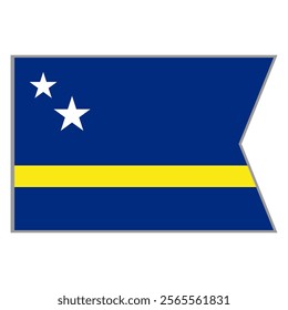 Curacao flag vector design and illustration , National flag country with original color, Pennon flag