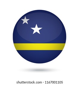 Curacao glossy round button. Vector Illustration EPS10.