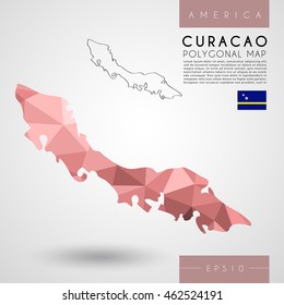 Curacao : Low Poly Map : Vector Illustration