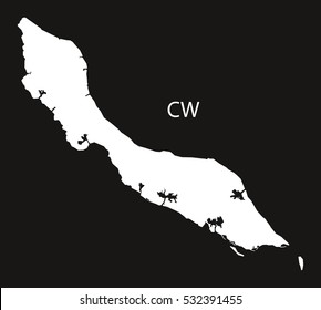 Curacao Map black and white illustration