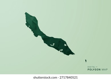 curacao Map - Green Polygon Style Vector Illustration, Low Poly Geometric Design with Clean Silhouette on soft green Background.