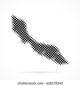 Curacao map in halftone. Dotted illustration isolated on a white background.
Vector illustration.