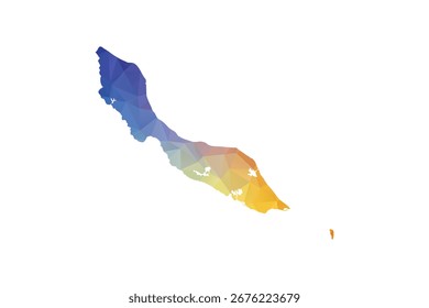curacao Map - Polygon Style Vector Illustration in Rainbow Gradient, Low Poly Multicolor Geometric Design, Isolated on White Background, Suitable for Reports, and Creative Projects.