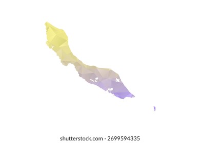 Curacao Mapa - Ilustração de Vetor Estilo Polígono em Amarelo e Lavanda Gradiente, Projeto Geométrico de Baixa Poli, Isolado no Fundo Branco para Infográficos e Projetos