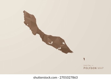 Curacao Map - Ilustração de vetor estilo polígono em gradiente marrom, baixo projeto geométrico poly, isolado no fundo bege para infográficos e decoração.