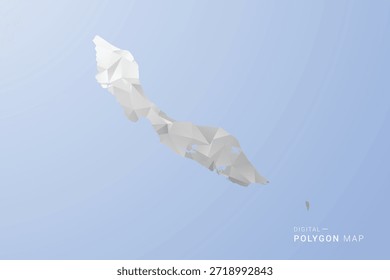 curacao Karte - Polygon-Stil Vektorgrafik in Grau, Weiß und Blau Ton, Low-Poly-geometrisches Design, minimale Silhouette, geeignet für Infografik und modernes Design.