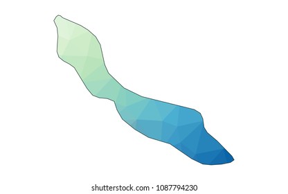 Curacao map of polygonal mosaic lines network, Rays and space stars, Abstract Polygon Map. Low Poly Color Rainbow. Vector Illustration EPS10.